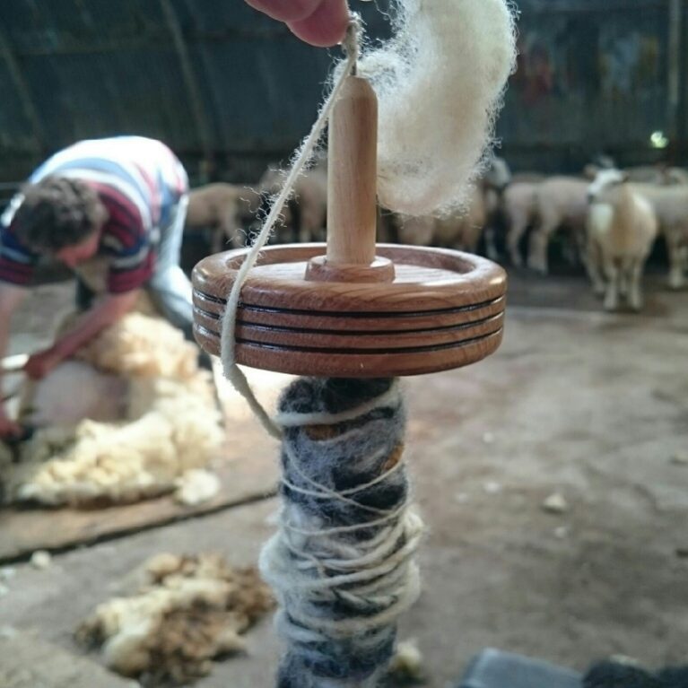 Farmer and Drop Spindle